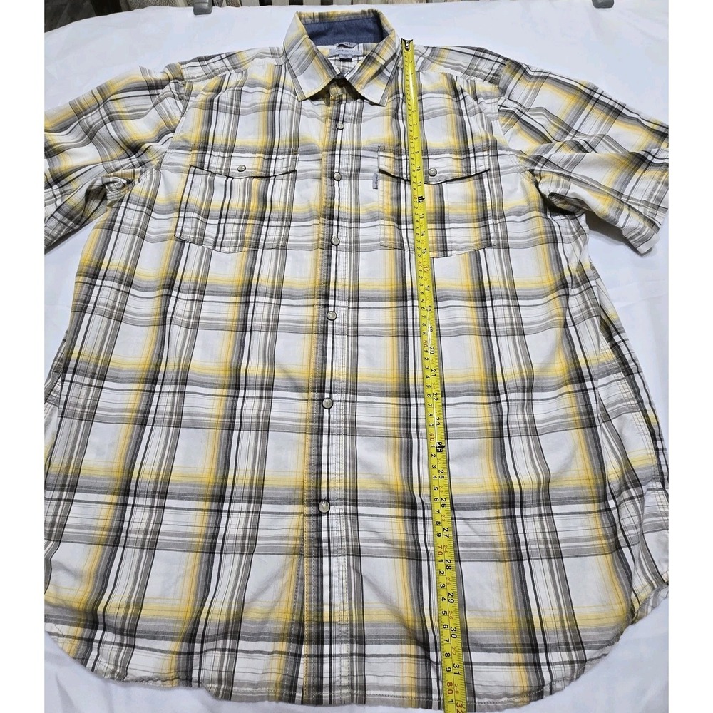 Carhartt Shirt Relaxed Fit Mens XL Gray Blue Plaid Pearl Snap Short Sleeve - Picture 9 of 11
